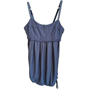 Lululemon Grey Pritti Tank ruffle babydoll top‎ Sz 6 EUC